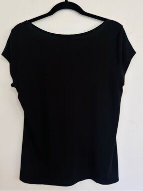 Eileen Fisher Silk Tee L Black Minimalist Capsule Staple Luxe Short Sleeve Top